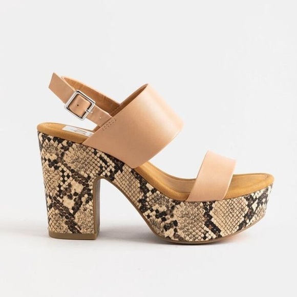 DV by Dolce Vita Shoes - DOLCE VITA Platform Snake Print Beige Heel Sandals Sz 7.5